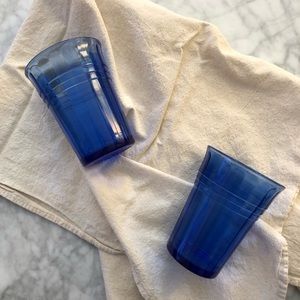 Set of 3 Vintage blue drinking glasses